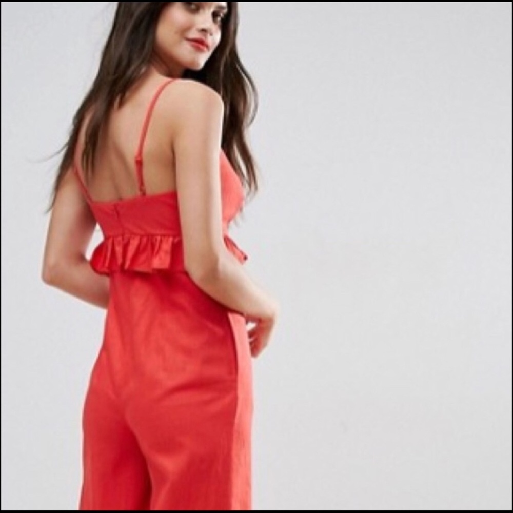 ASOS Ted Linen Jumpsuit with Ruffle - Picture 2 of 3